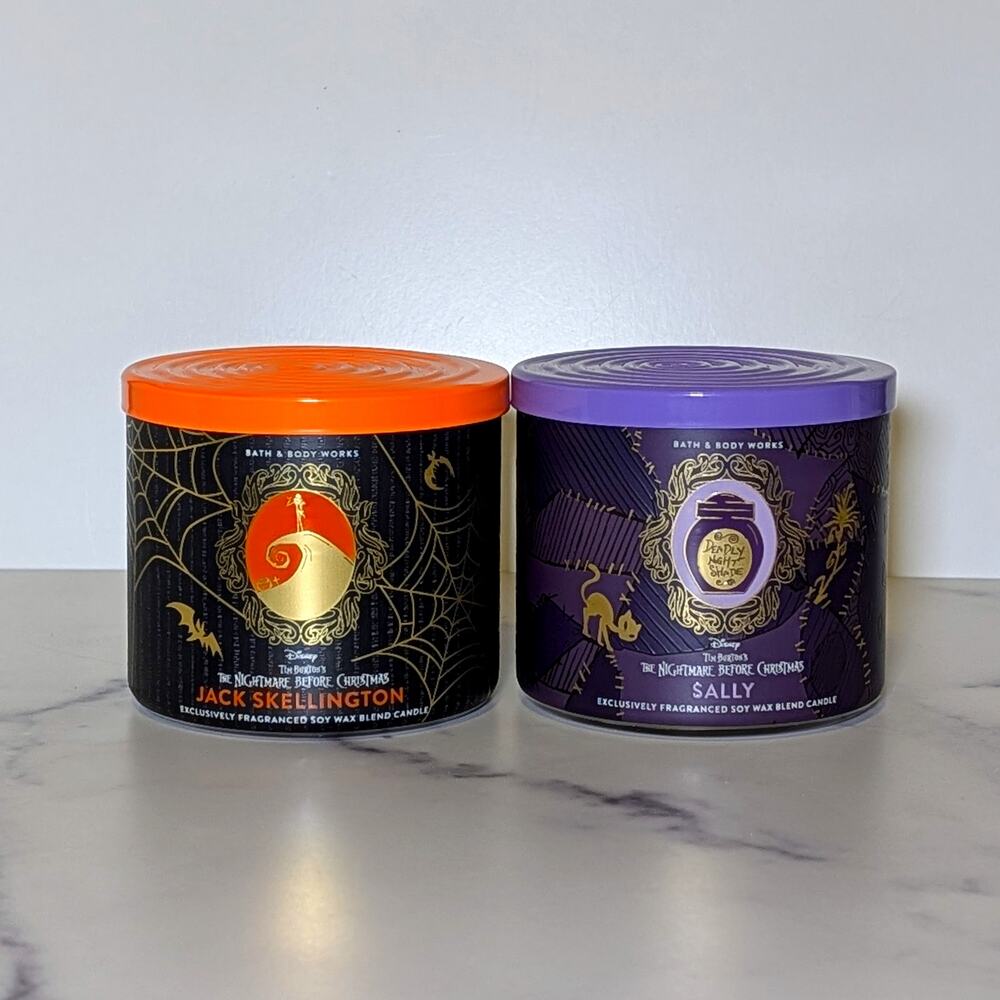 Bath & Body Works The Nightmare Before Christmas Jack & Sally Candles Disney NEW